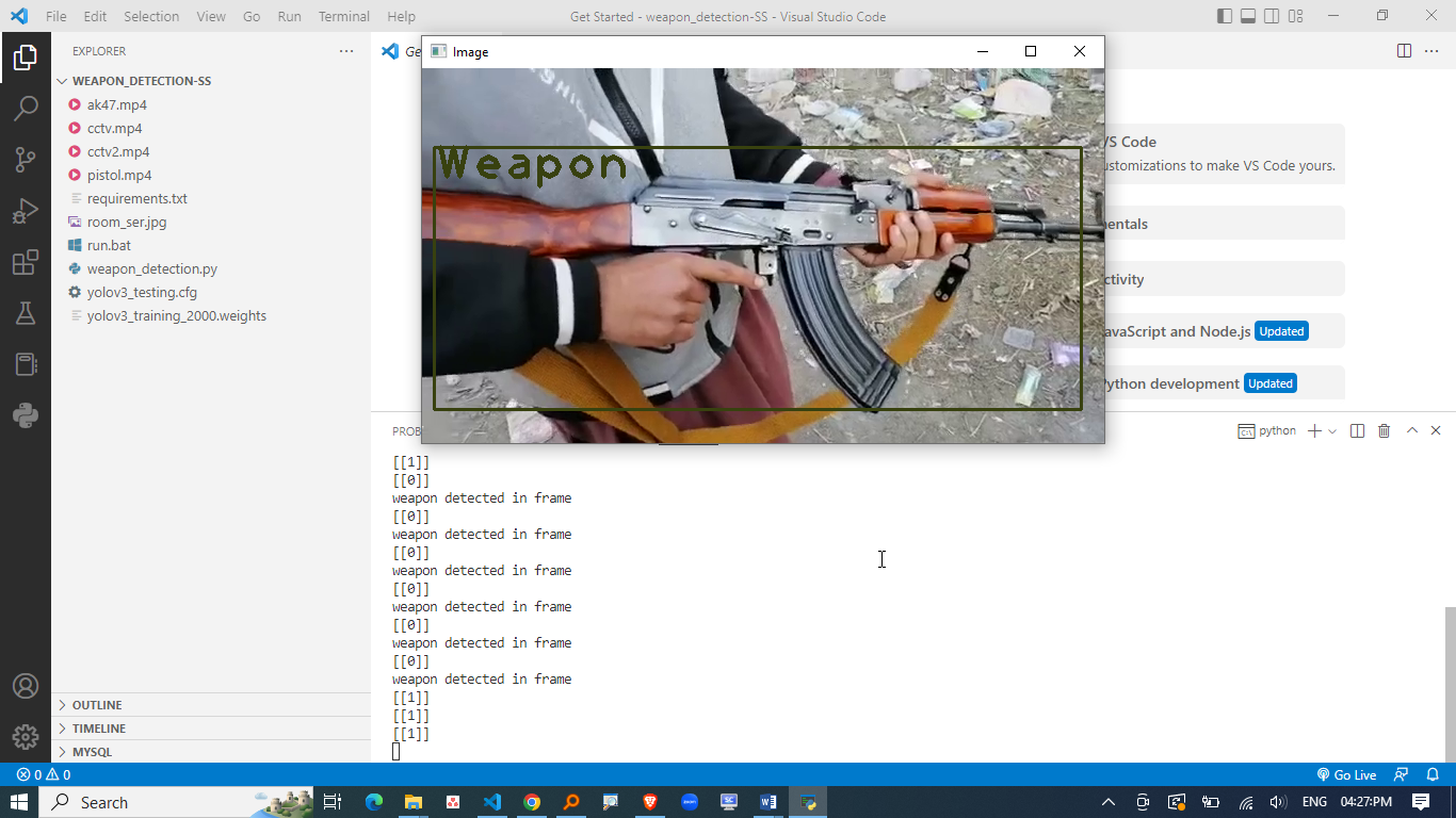 WEAPON DETECTION USING ARTIFICIAL INTELLIGENCE AND DEEP LEARNING FOR SECURITY APPLICATIONS
