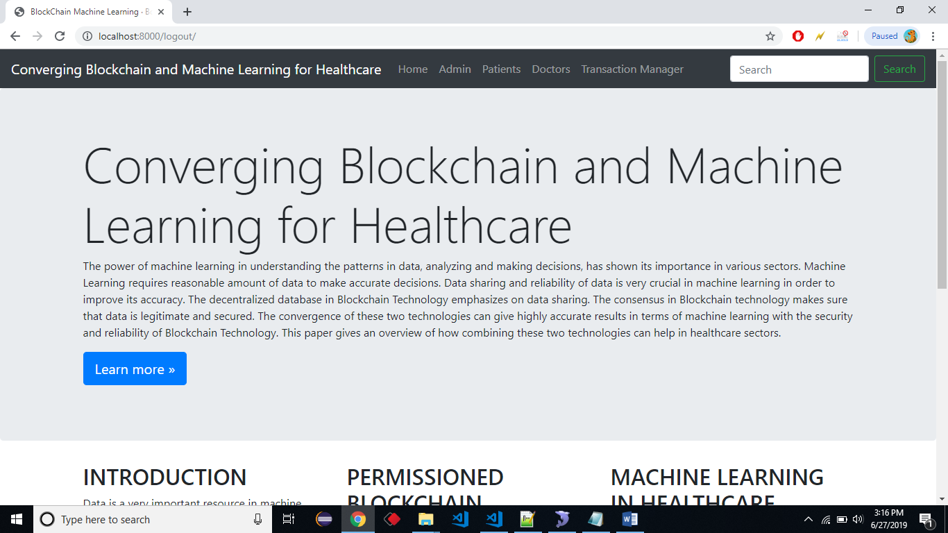 CONVERGING BLOCKCHAIN AND MACHINE LEARNING FOR HEALTHCARE